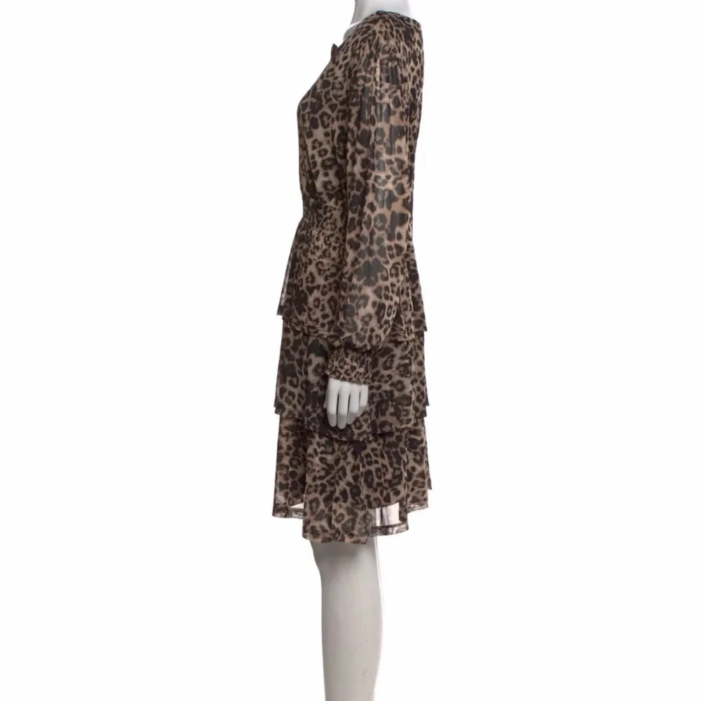 Badgley Mischka Leopard Print‎ Long Sleeve Dress size PL
